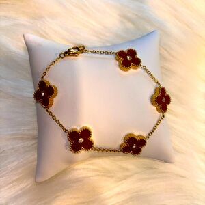 Brand new red unisex four leaf clover bracelet | Designer inspired